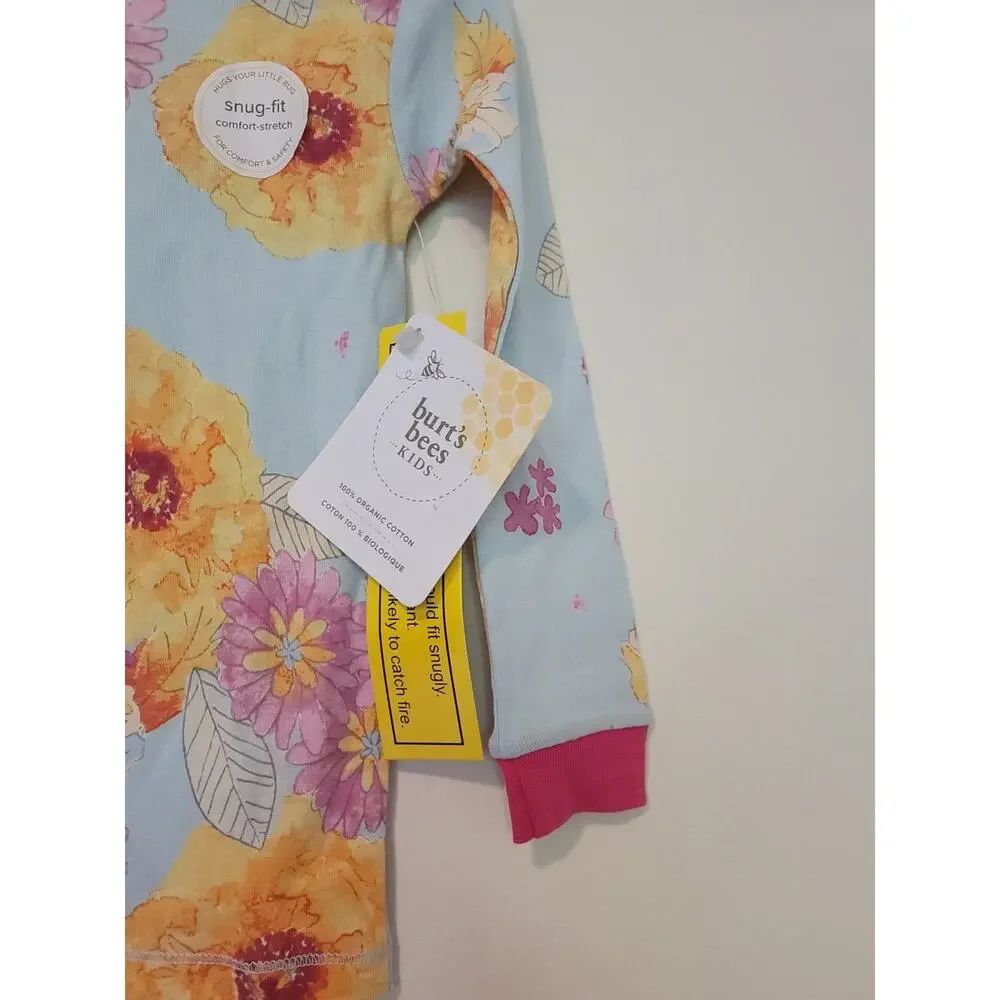 NWT Burt’s Bees 3T Pajama Top Kids Girl’s 100% Organic Cotton Snug Fit Flower 🌼